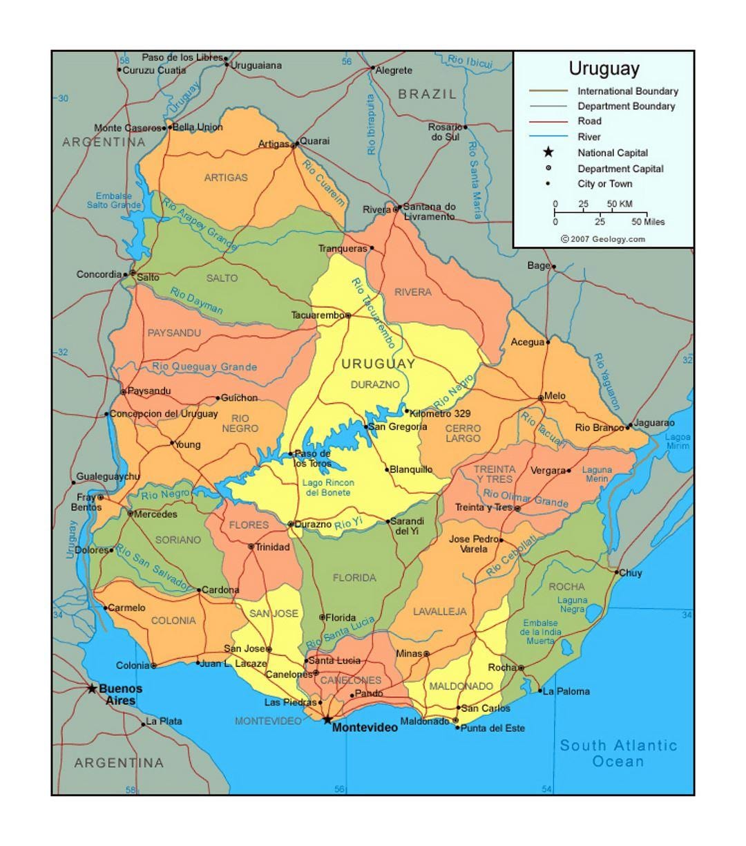 Mapa de l'Uruguai política